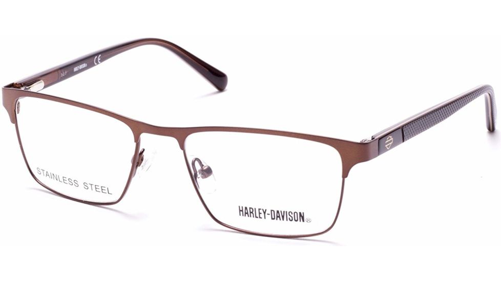 Harley Davidson Eyewear HD0132T Bifocal Prescription Eyeglasses - Matte Dark Brown Frame, Matte Dark Brown Lenses, 49 mm Lens Diameter HD0132T49049