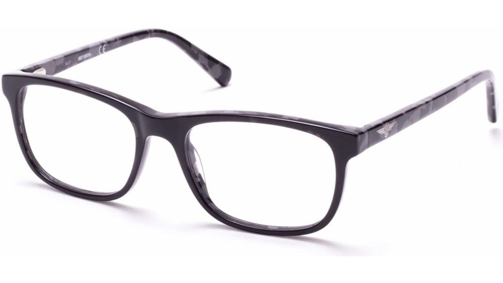 Harley Davidson Eyewear HD0135T Progressive Prescription Eyeglasses - Shiny Black Frame, Shiny Black Lenses, 49 mm Lens Diameter HD0135T49001