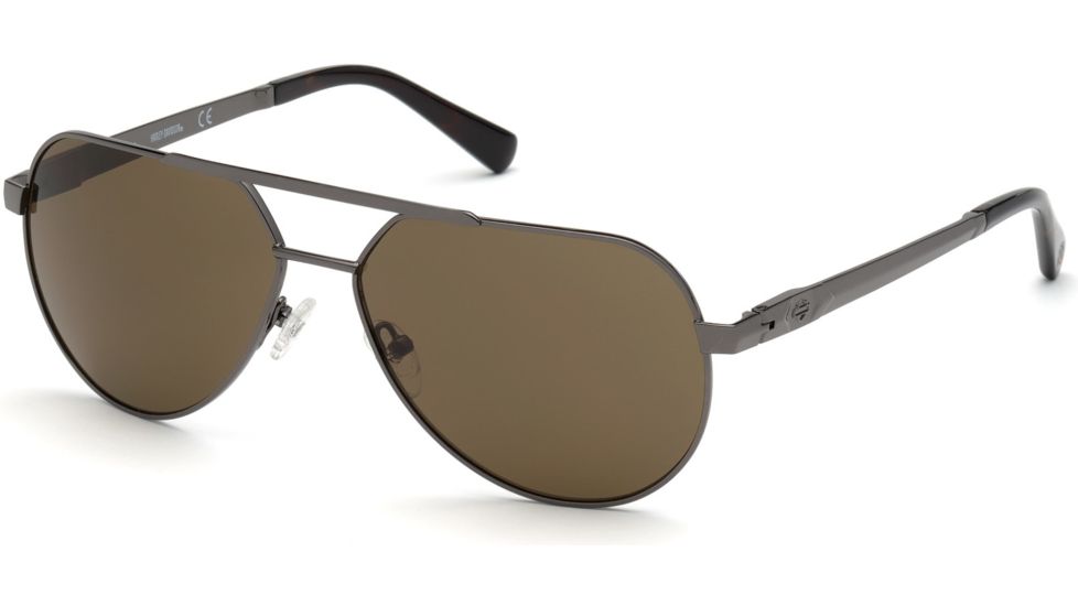 Harley Davidson Eyewear HD0932X Sunglasses - Shiny Gunmetal Frame, Brown Lenses, 59 mm Lens Diameter HD0932X5908E