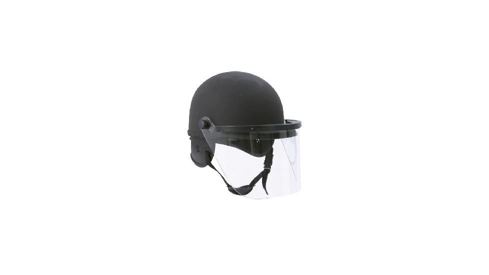 Hatch Fiberglass Riot Helmet Half Shell w/sizing strips and 3mm Face Shield, Flat Black, 7 1/2in-7 3/4in