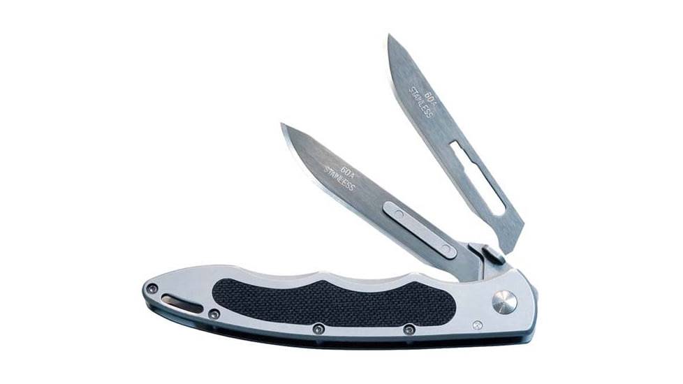 Havalon Piranta-Original Folding Knife, 2.75in, Stainless Skinner Blade, Box, Silver/Black, XTI-60AKNP