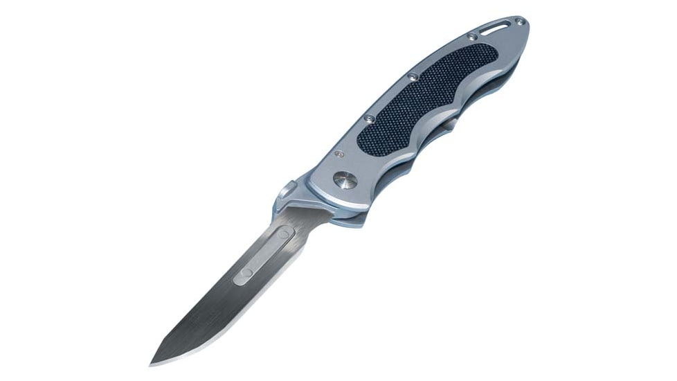 Havalon Piranta-Original Folding Knife, 2.75in, Stainless Skinner Blade, Box, Silver/Black, XTI-60AKNP
