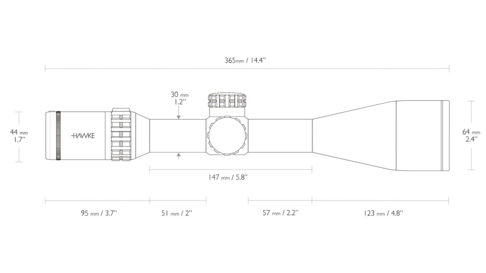 Hawke Sport Optics Frontier 30 Rifle Scope, 5-25x56mm SF, 30mm, FFP, Mil Pro IR Reticle, Black, 18540