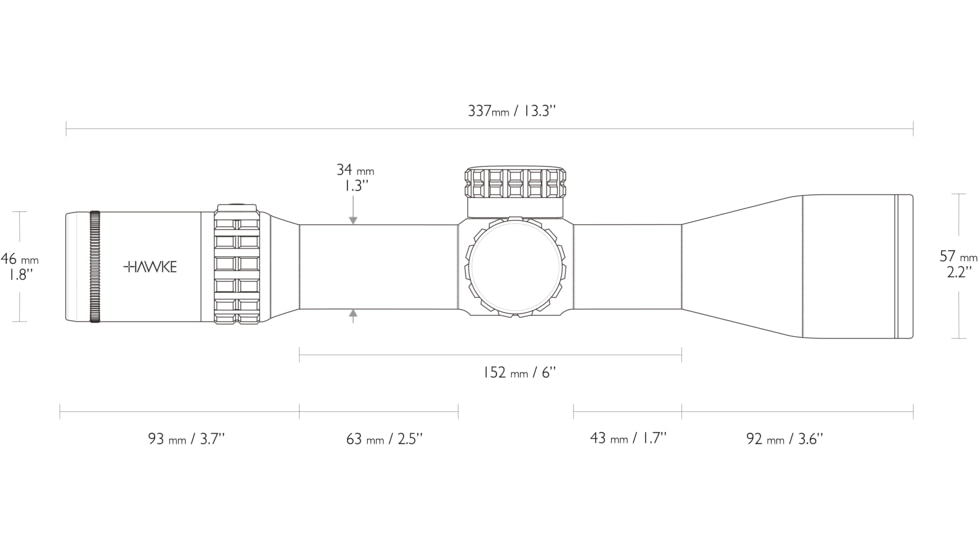 Hawke Sport Optics Frontier Rifle Scope 34, 3-18x50mm, 34mm Tube, First Focal Plane, MOA Pro Ext Reticle, Black, 18621