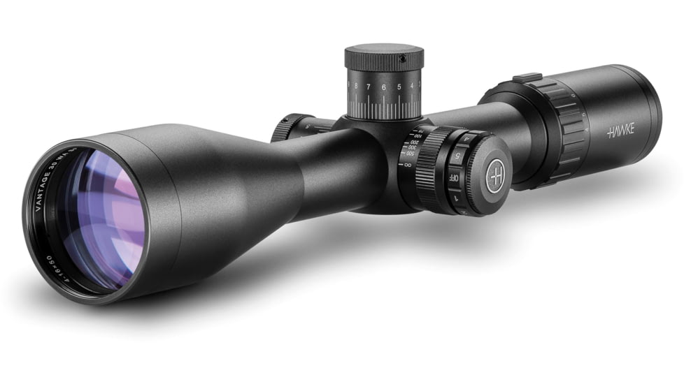 Hawke Sport Optics Vantage 30 Rifle Scope, 4-16x50mm SF, 30mm, SFP, Rimfire .22 LR Subsonic IR Reticle, Black, 14293
