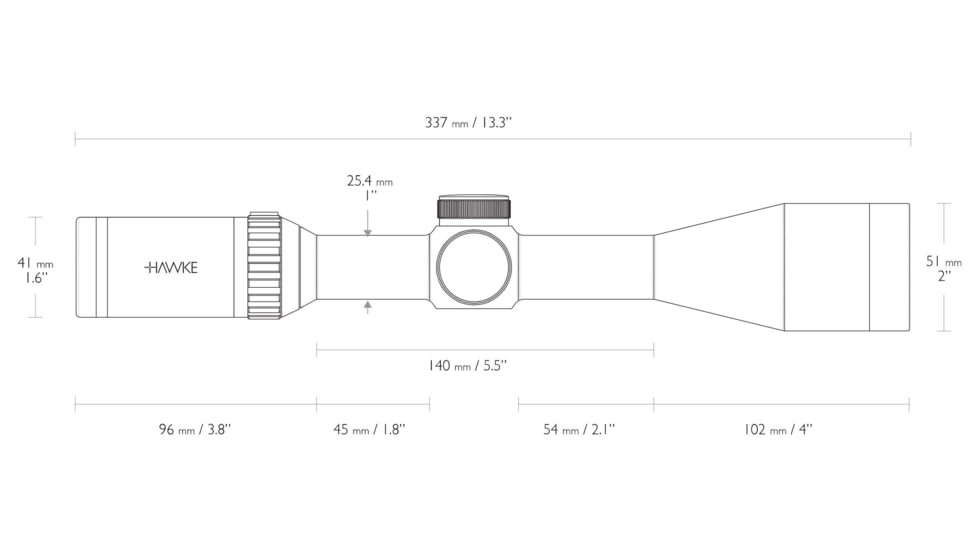 Hawke Sport Optics Vantage Rifle Scope, 3-12x44mm SF, 1in Tube, Half Mil Dot Reticle, Black, 14160