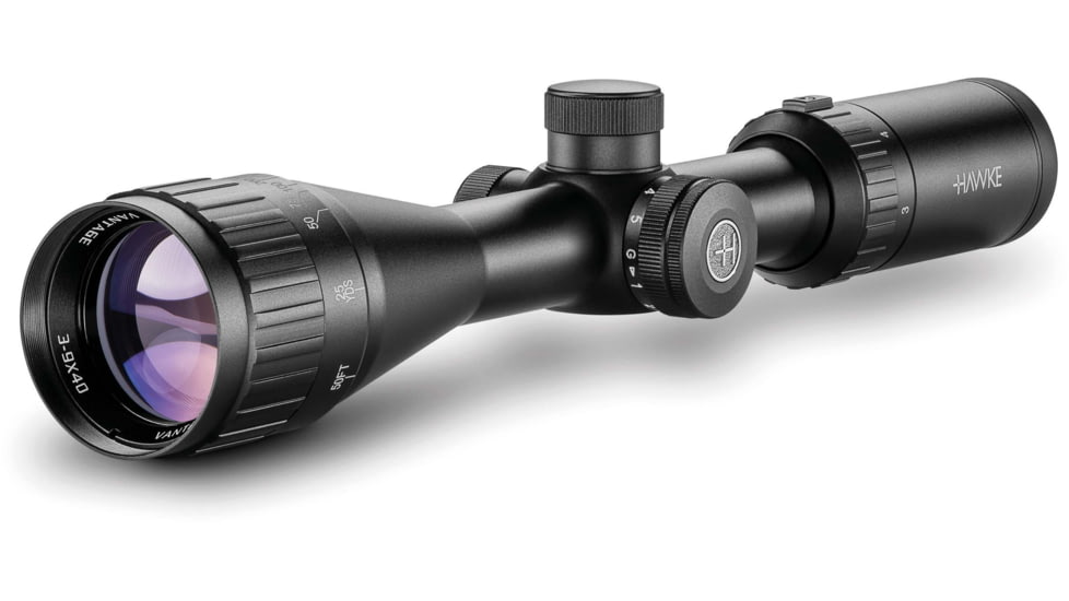 Hawke Sport Optics Vantage Rifle Scope, 3-9x40mm AO, 1in Tube, SFP, Mil Dot IR Reticle, Black, 14225