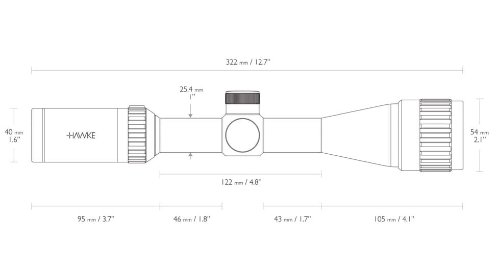 Hawke Sport Optics Vantage Rifle Scope, 3-9x40mm AO, 1in Tube, SFP, Mil Dot IR Reticle, Black, 14225