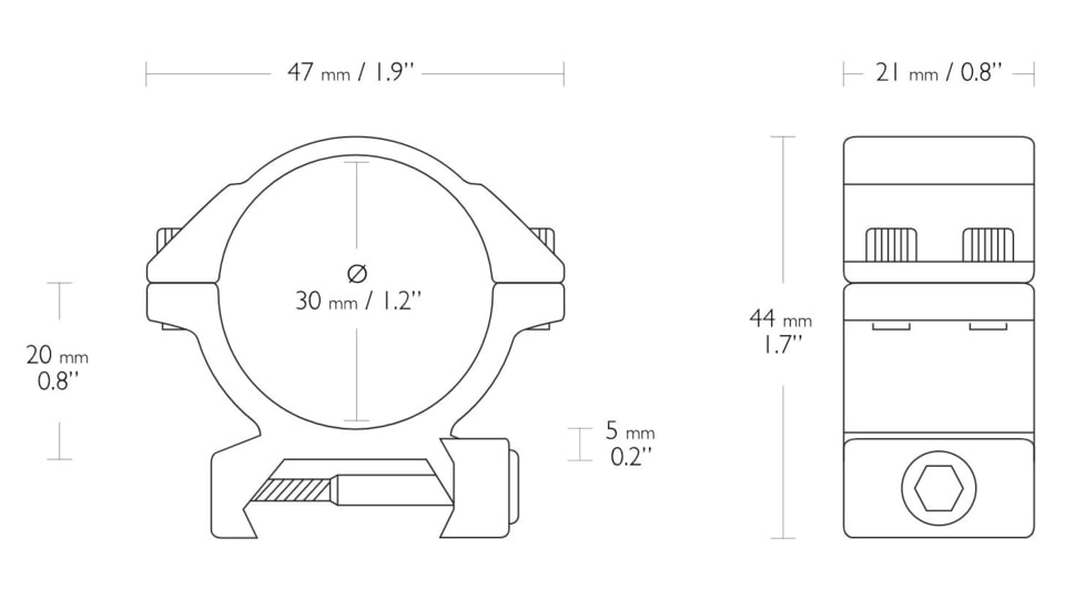 Hawke Sport Optics Weaver 30mm Rifle Scope Ring Mount - 2-Pieces, Low, Black, 22115