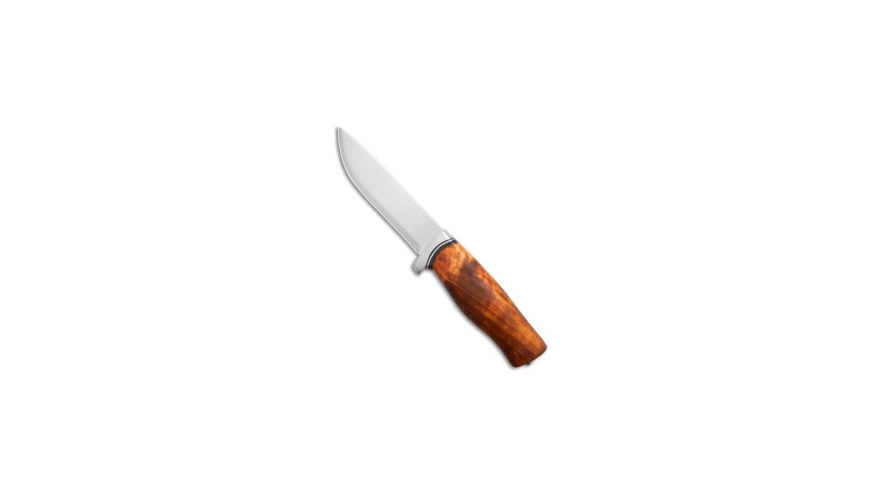 Helle Helle Knives GT Fixed Blade Knife Curly Birch Wood 4.7" Satin 14C28N, Brown, Sandvik 14C28N, adult, BHQ-187084