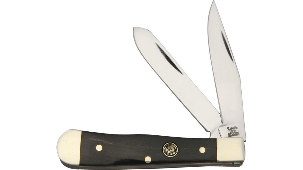 Hen &amp; Rooster Baby Trapper Buffalo Horn Folding Knife,Stainless Steel,Clip and Spey,Black,Buffalo Horn Handle HR422CBH