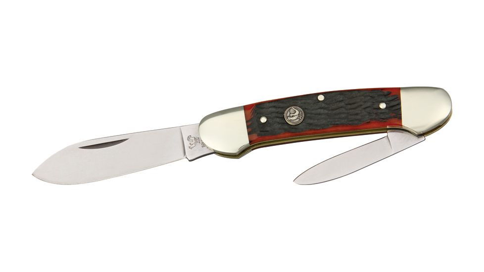 Hen &amp; Rooster Canoe Autumn Folding Knife,Spear and Pen Blade, Autumn Second Cut Bone Handle HR252ASC