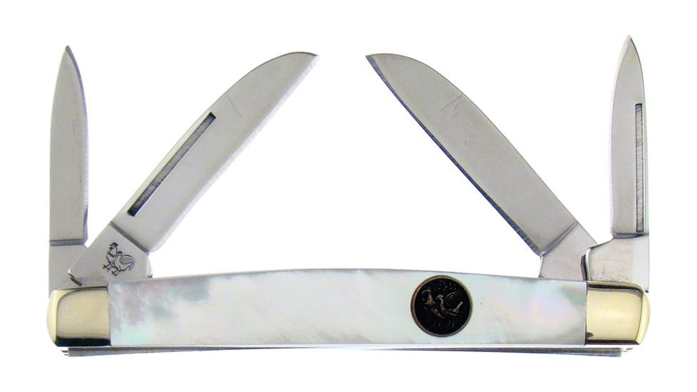 Hen &amp; Rooster Congress Pearl Folding Knife,Pen and Sheepsfoot,Mother of Pearl Handle HR114MOP