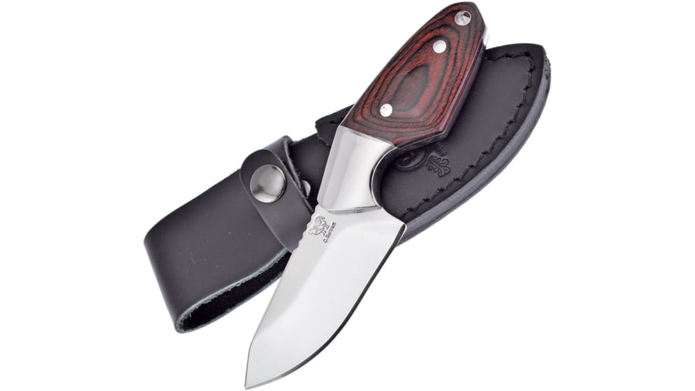 Hen &amp; Rooster Fixed Blade Black Pakkawood Knife, 2.63 mirror finish stainless blade, Brown pakkawood handle, HR-013PW