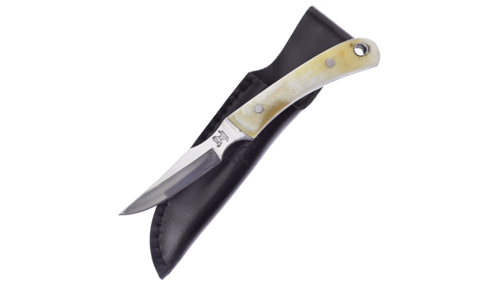 Hen &amp; Rooster Fixed Blade Ox Horn Knife, 3 satin finish stainless blade, Ox horn handle, HR-5025OX