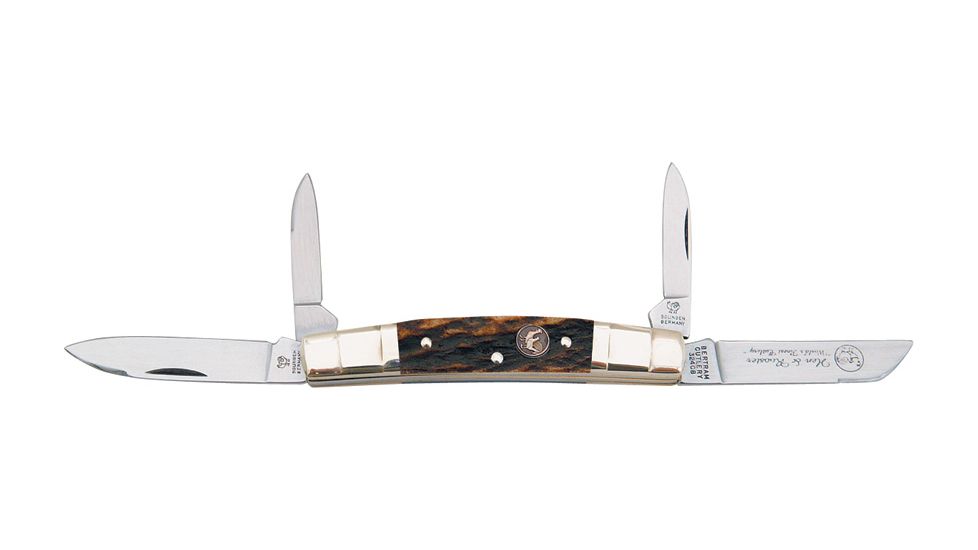 Hen &amp; Rooster Medium Congress Folding Knife,Carbon Steel, Genuine Deer Stag Handle HR324CDS
