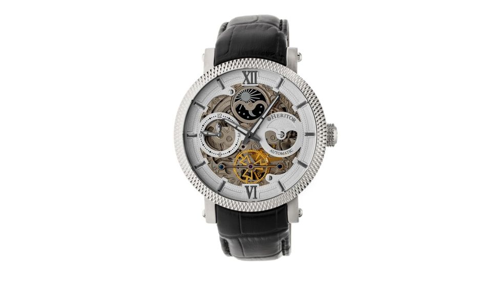 Heritor Automatic Aries Skeleton Bracelet Watch, silver  black HERHR4404