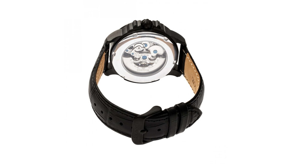 Heritor Automatic Bonavento Semi-Skeleton Leather-Band Watch, Black, One Size, HERHR5606