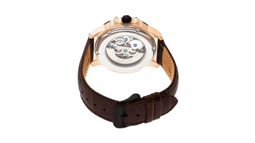 Heritor Automatic Bonavento Semi-Skeleton Leather-Band Watch, Rose Gold/Black, One Size, HERHR5605