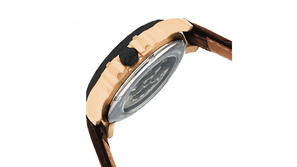 Heritor Automatic Bonavento Semi-Skeleton Leather-Band Watch, Rose Gold/Black, One Size, HERHR5605