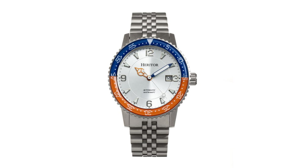 Heritor Automatic Dominic Bracelet Watch w/Date, Blue/Orange/Silver - Mens, HERHR9802