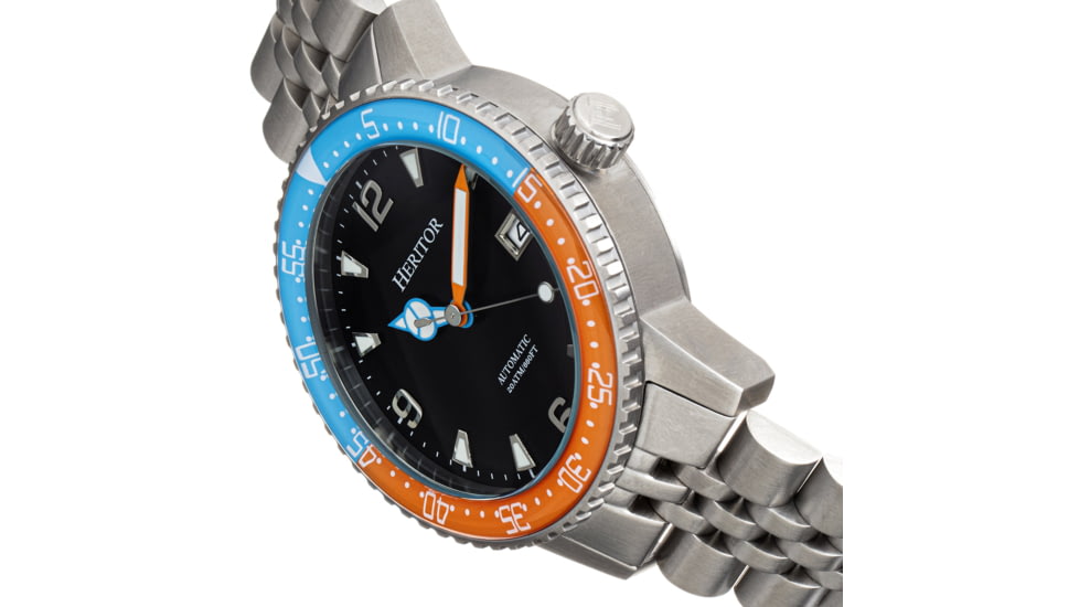 Heritor Automatic Dominic Bracelet Watch w/Date, Light Blue/Orange/Black - Mens, HERHR9805
