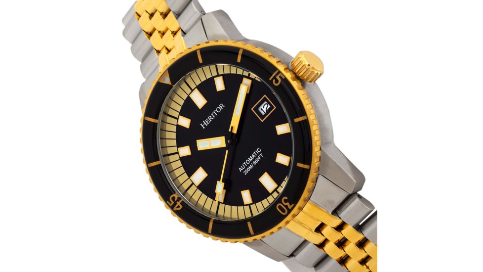 Heritor Automatic Edgard Bracelet Diver's Watch w/Date, Black, One Size, HERHR9105