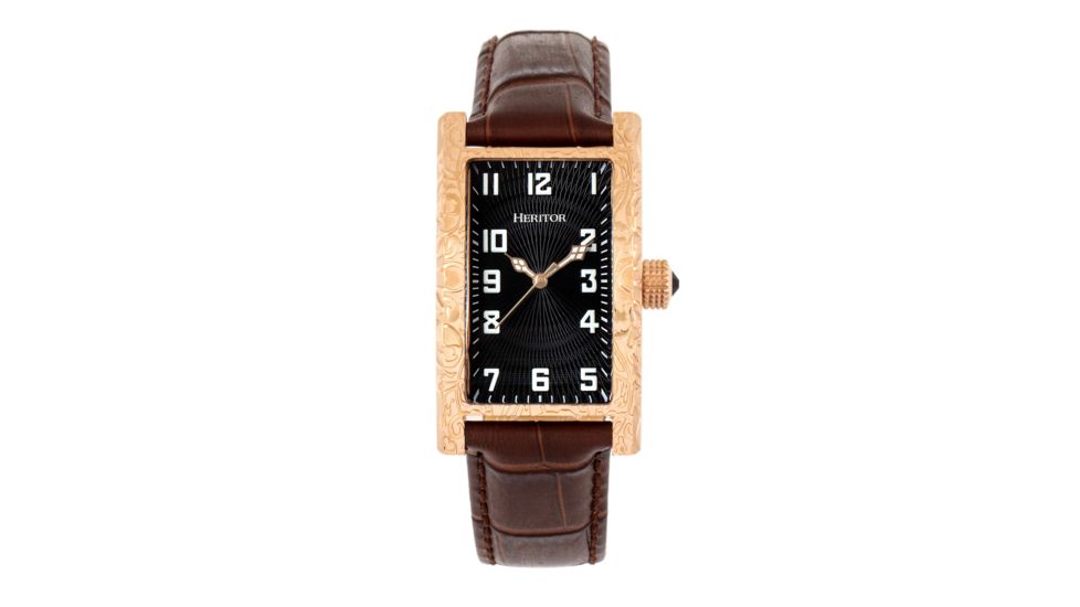 Heritor Automatic Jefferson Leather-Band Watch, Rose Gold/Black, One Size, HERHR8803