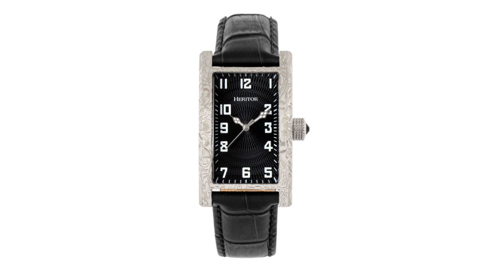 Heritor Automatic Jefferson Leather-Band Watch, Silver/Black, One Size, HERHR8801