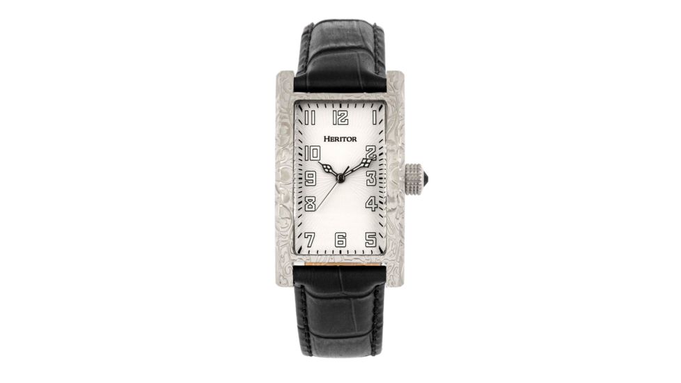 Heritor Automatic Jefferson Leather-Band Watch, Silver/White, One Size, HERHR8802