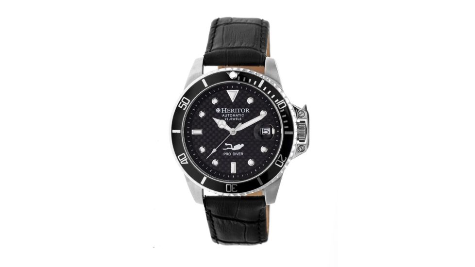 Heritor Automatic Pytheas Leather-Band Watch, black  black HERHR2107