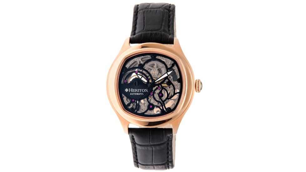 Heritor Odysseus Men's Watches, Rose Gold Case, Black Dial HERHR3708