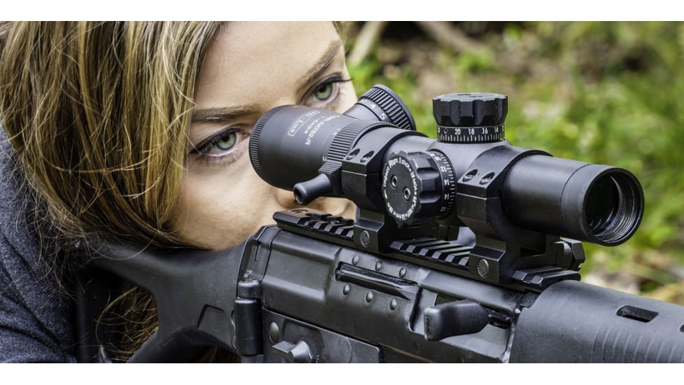 Hi-Lux Optics Close to Medium Range CMR 1-4x24mm LPVO Rifle Scope, 30mm Tube, Second Focal Plane, Illuminated 122 Grain 7.62x39R Red BDC Reticle, Matte Black, CMR-AK762-R
