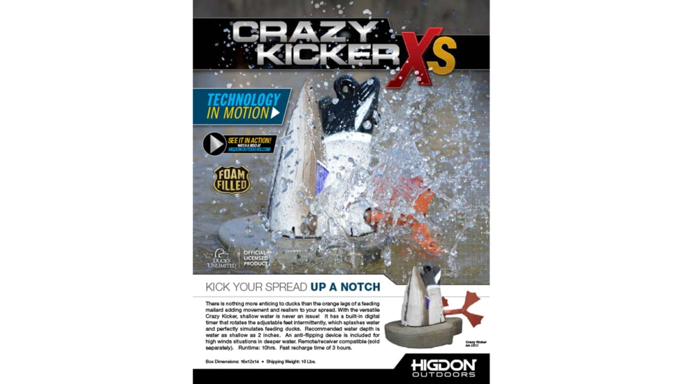 Higdon Outdoors 53012 XS Crazy Kicker Mallard Drake Black/Gray Rechargeable 12V Li