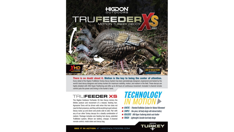 Higdon Outdoors XS TruFeeder Motion Hen Decoy, Lit Bat and Remote, 63171