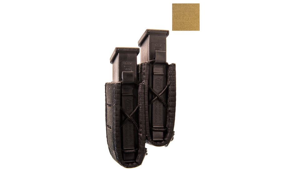High Speed Gear Duty Staggered Double Pistol Taco U-Mount Pouch, Coyote Brown, 41PS02CB