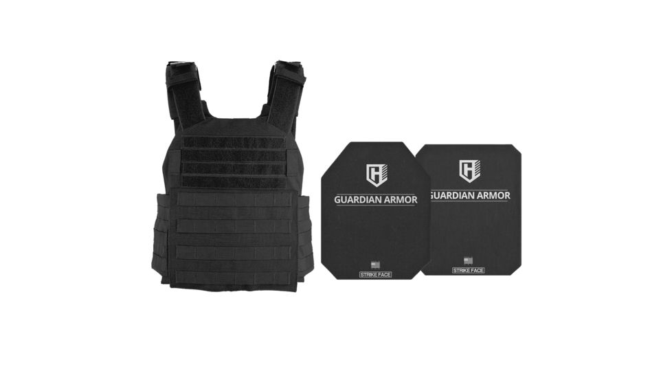 HighCom Armor ACAP Series Rifle Armor Kit Plate Carrier w/Guardian RSTP Ceramic Plates w/UHMWPE Backing/10x12 Shooters Cut/10x12 Shooters Cut, Black, One Size, RAK-828295295