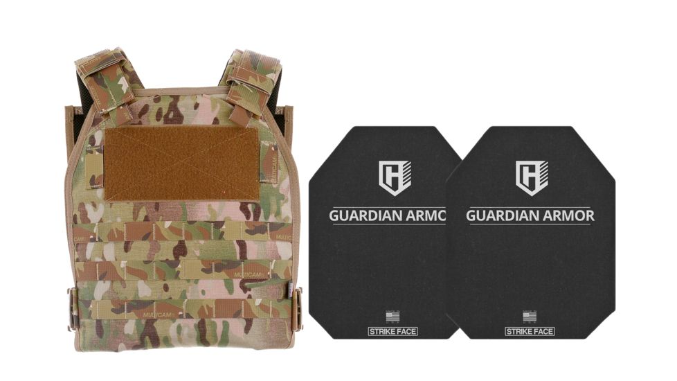 HighCom Armor TFO Series Rifle Armor Kit Plate Carrier w/Guardian 3S11 Super Lightweight UHMWPE Plates/10x12 Shooters Cut/10x12 Shooters Cut, MultiCam, 2XL, RAK-2014281281