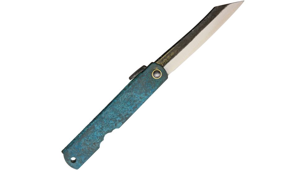 Higonokami Koriwa Turquoise Folding Knife,2.875in,Brasss Handle HIGO153
