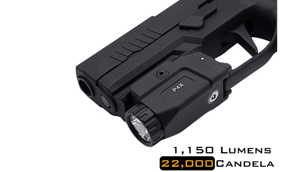 Hilight P4X 1150 Lumens LED Weapon Light, Lithium Ion, SIG Sauer P226, Springfield Armory XD-S, G 19, SIG Sauer P320, G 17, G 34, S&amp;W M&amp;P M2.0, Springfield Armory XD-M, Black, P4X