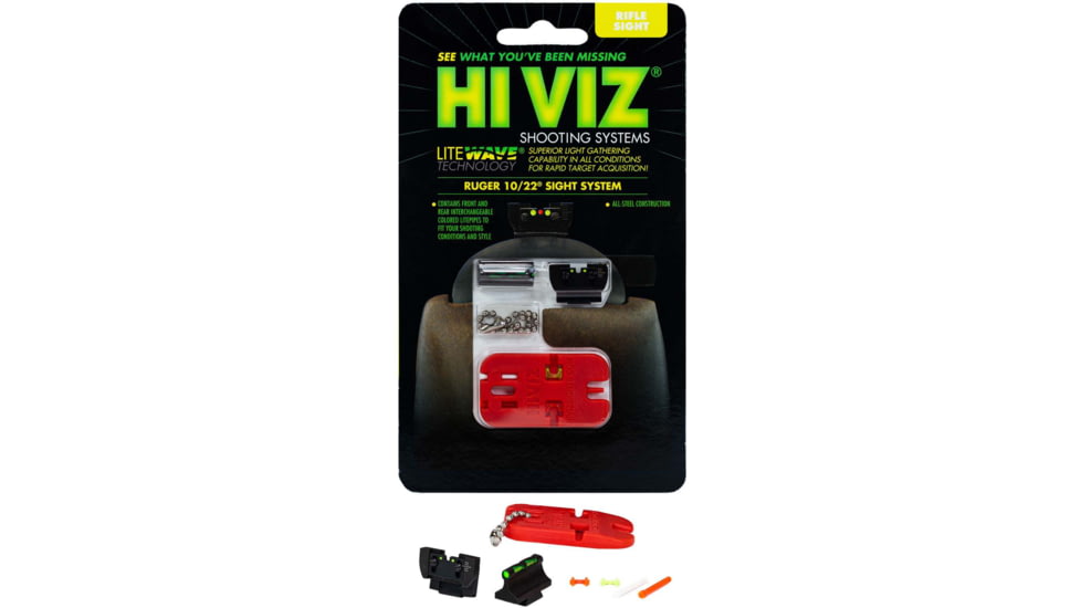 Hiviz LITEWAVE Interchangeable Front and Rear Sight Combo for Ruger 10/22
