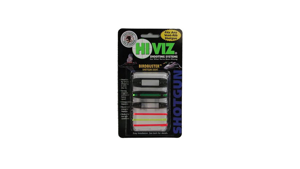 Hiviz Shotgun BirdBuster Magnetic Sight Front/Rear Combo, Tri-Viz - Green/Yellow/Red BB2005