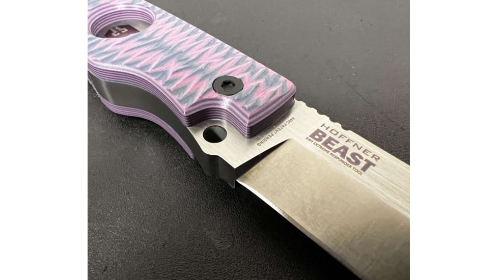 Hoffner Knives Beast Fixed Blade Knife, 7in, 440C Steel, Smooth Edge, Silver Blade, Chiseled Valkyrie Grip, Black, BE-T7SBS-CPG