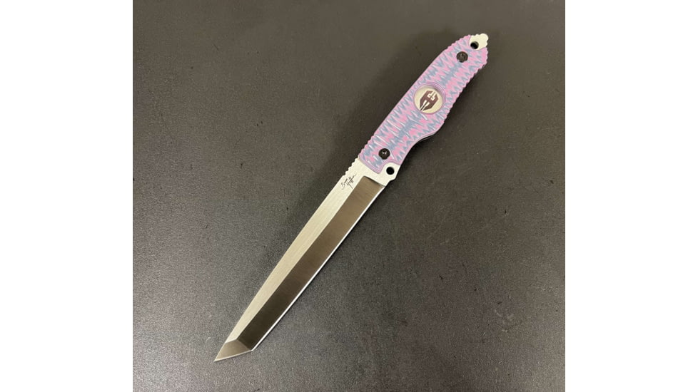 Hoffner Knives Beast Fixed Blade Knife, 7in, 440C Steel, Smooth Edge, Silver Blade, Chiseled Valkyrie Grip, Black, BE-T7SBS-CPG