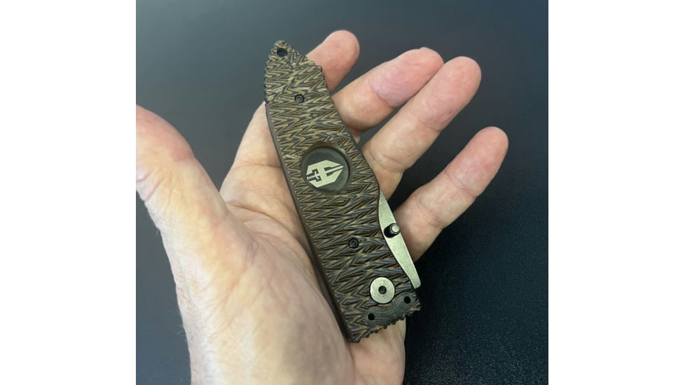 Hoffner Knives Folding Knife, 3.5in, 440c, Spear Point Blade, Chiseled Maduro Grip, Black Smooth Blade, FK-S3SBK-CMA