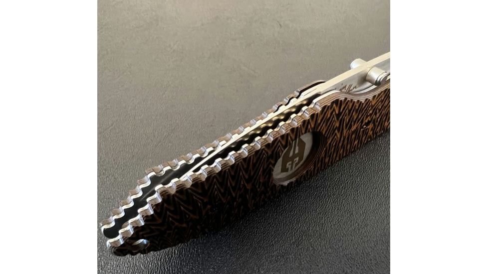 Hoffner Knives Folding Knife, 3.5in, 440c, Spear Point Blade, Chiseled Maduro Grip, Silver Combo Blade, FK-S3CBS-CMA