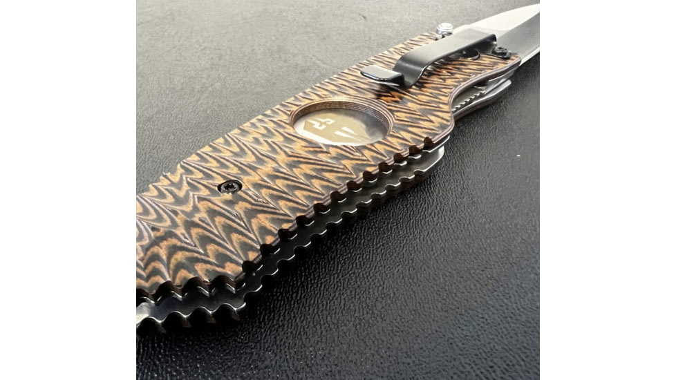 Hoffner Knives Folding Knife, 3.5in, 440c, Spear Point Blade, Chiseled Maduro Grip, Silver Smooth Blade, FK-S3SBS-CMA