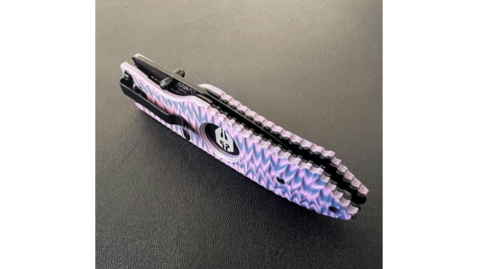 Hoffner Knives Folding Knife, 3.5in, 440c, Spear Point Blade, Chiseled Valkyrie Grip, Black Combo Blade, FK-S3CBK-CPG