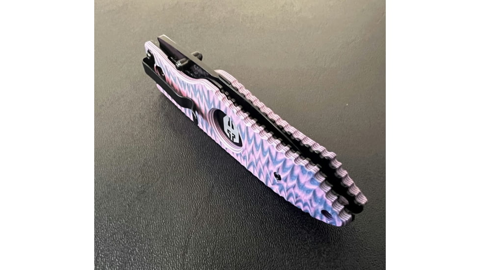 Hoffner Knives Folding Knife, 3.5in, 440c, Spear Point Blade, Chiseled Valkyrie Grip, Black Smooth Blade, FK-S3SBK-CPG