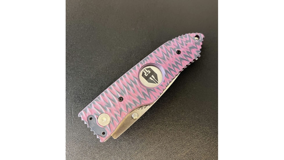 Hoffner Knives Folding Knife, 3.5in, 440c, Spear Point Blade, Chiseled Valkyrie Grip, Silver Combo Blade, FK-S3CBS-CPG